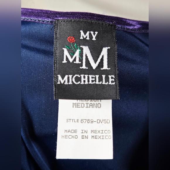 Vintage Y2K My Michelle Blue Velour Empire Waist Whimsigoth Maxi Dress, Medium - Picture 4 of 5